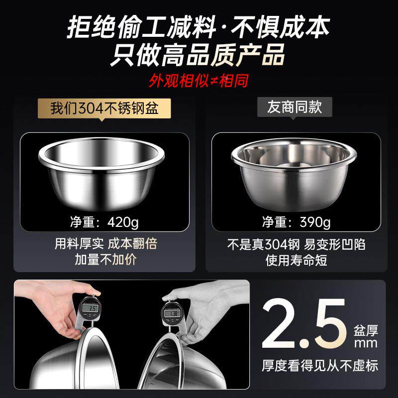 304不锈钢商食品级家用厨打蛋和面 面盆碗公房铁盆子洗盆AJG-1212