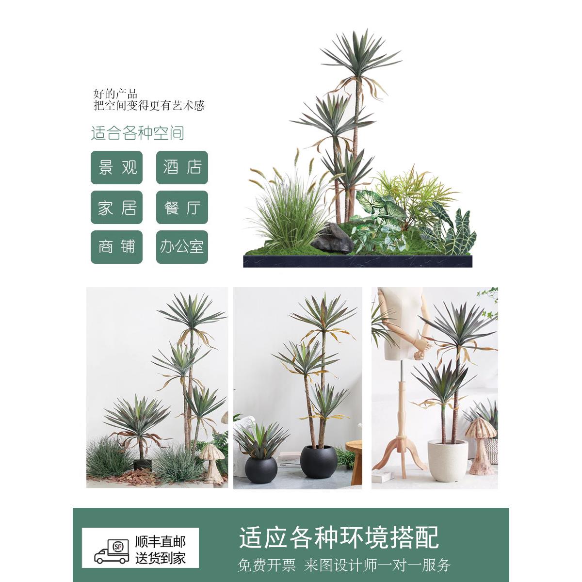 模拟绿色植物荷铁绿盆栽龙舌兰兰植物立斯堪的纳GJS维亚客厅地板