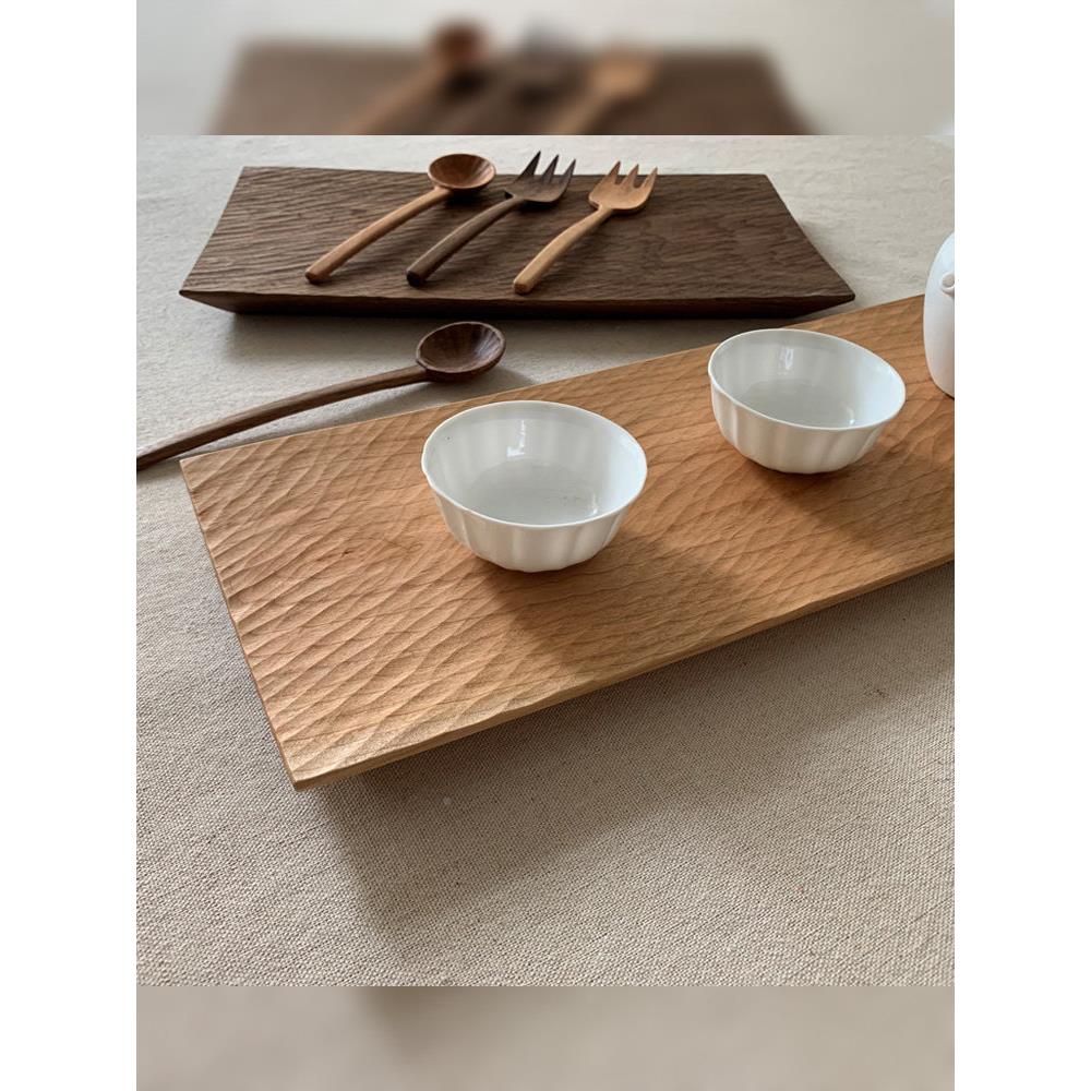 Yu果胡mu |VDP手工餐盘黑桃实木意牛创排糕点水托盘茶托盘方形寿