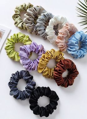 30姆米重磅真丝发圈2cm桑蚕丝大肠发圈多褶法式丸子头发饰发绳