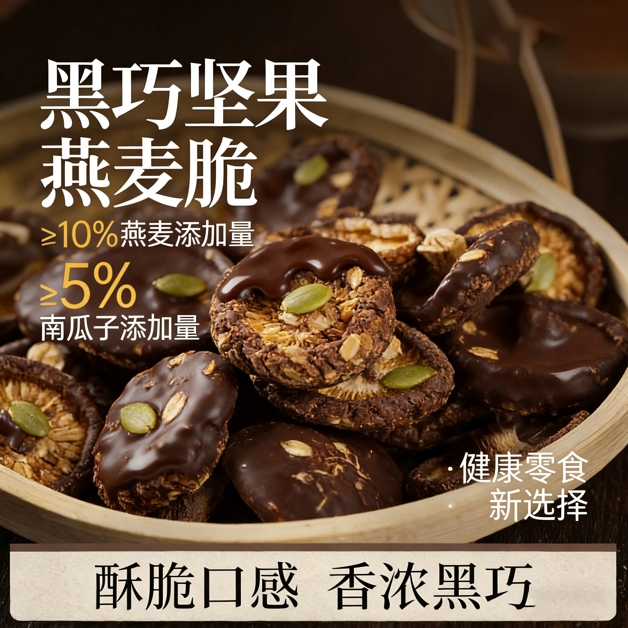 美味黑巧坚果燕麦酥脆含南瓜子健康饱腹代餐低脂低卡无添加旗舰店