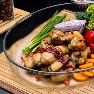 鱼盘子蒸鱼椭圆菜盘微波炉烤盘沙拉盘餐具 钢化玻璃鱼盘家用大号装