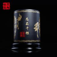 金烏炭雕 錦繡前程辦公室擺件筆筒工藝品商務(wù)禮品創(chuàng)意書(shū)桌裝飾品