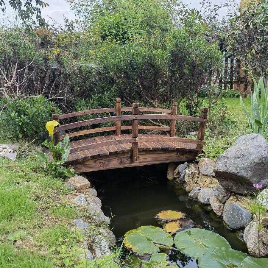 户外防腐实木景观小拱桥碳化鱼池栈道木桥庭院装饰摆件鹊桥婚礼桥