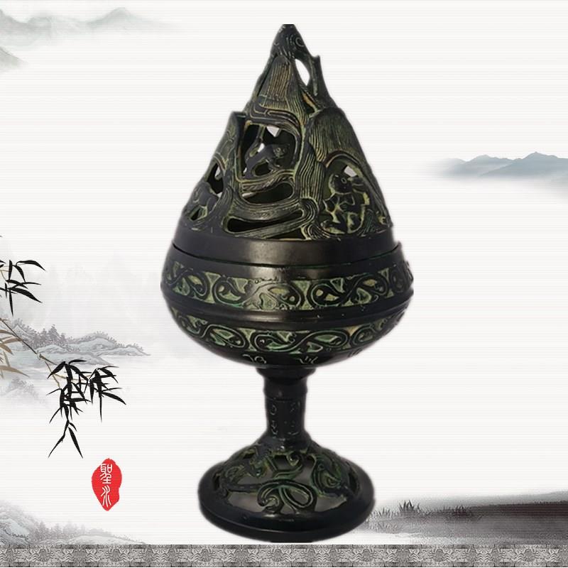 古玩铜器 仿古青铜器摆件 东汉博山炉熏炉 盘香炉 寿桃香薰