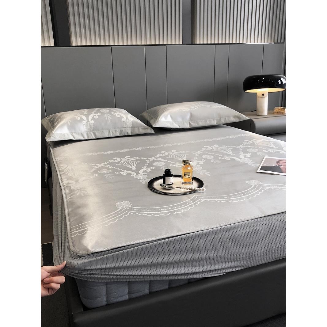 夏季A类床笠款冰丝席三件套高端提花可水洗凉席空调席子可折叠1.8