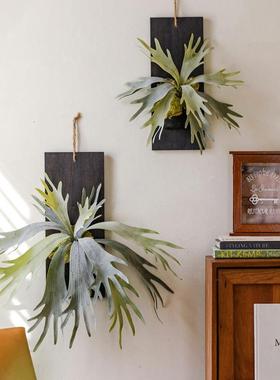 垂吊植物壁挂绿植仿真鹿角蕨室内装饰造景蕨类植物墙面装饰挂饰