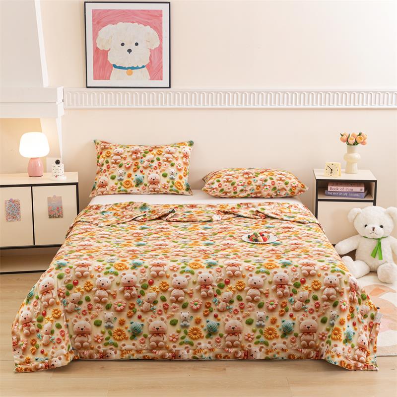 新款5D苏香绸人造棉夏凉被棉绸布料夏被儿童婴幼儿园可机洗空调被