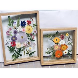 diy压花相框干花手工沙龙花艺双面玻璃画框木制植物标本课程装 饰