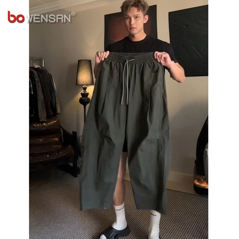 军绿色伞兵工装裤男士2026新款夏季薄款男裤阔腿弯刀休闲裤子男款