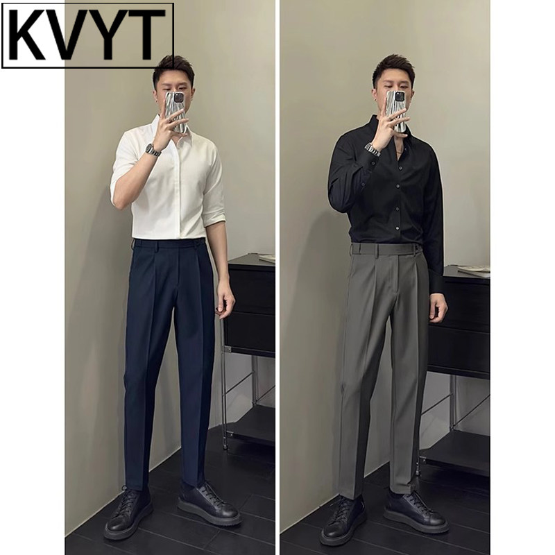 高级感那不勒斯垂感西裤男2026年秋季新款黑色裤子男款休闲直筒裤