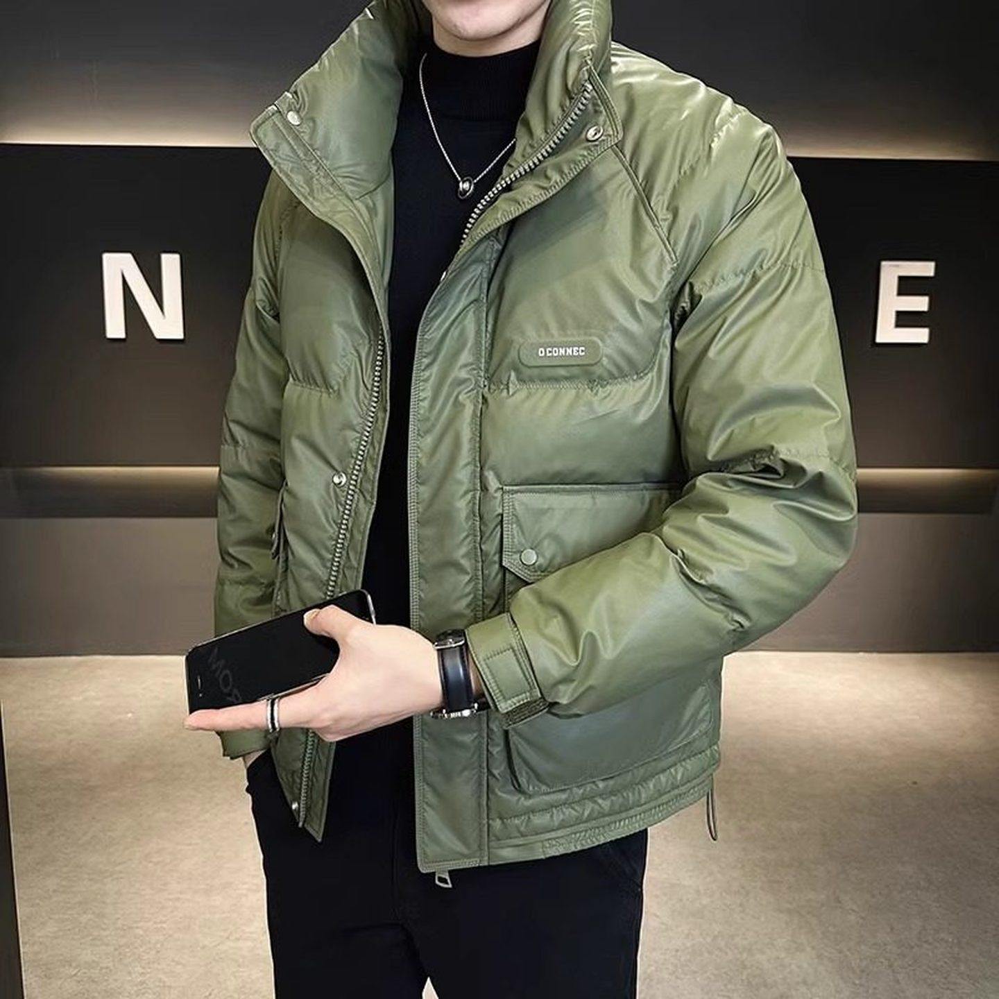 高端短款立领羽绒服男士冬季2025年新款开衫加厚保暖夹克外套男款