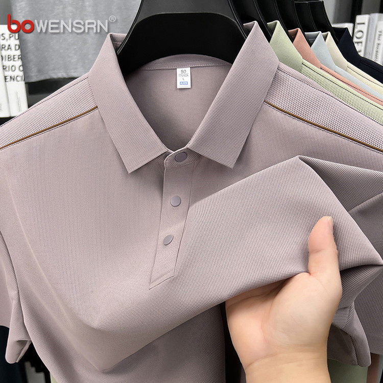 高端冰丝polo衫男士短袖t恤2026新款夏季凉感透气纯色体恤衫男款