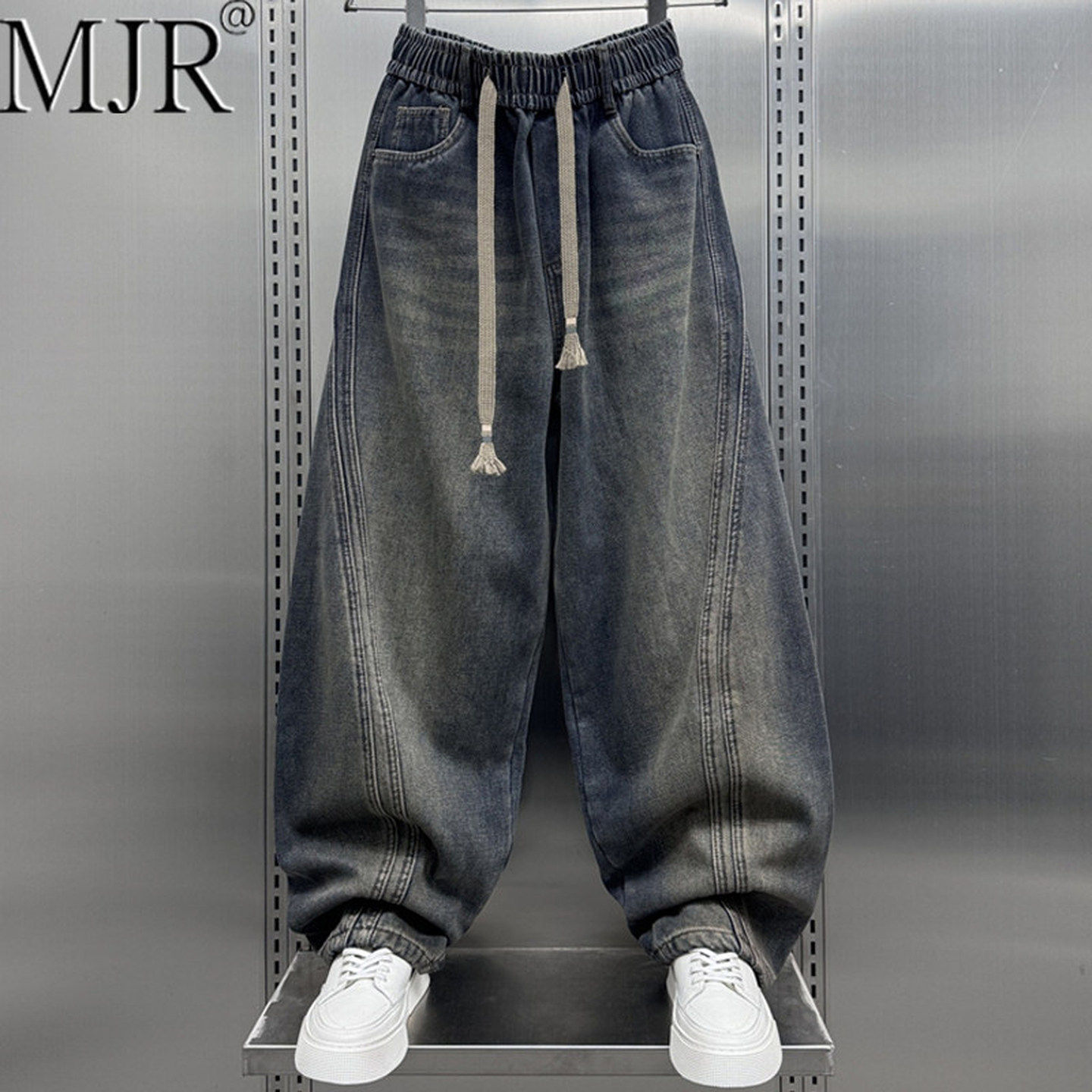 高端男士加绒牛仔裤2025年秋冬季新款日系复古休闲长裤男款阔腿裤