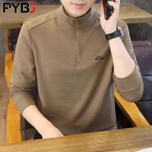 高端半拉链立领卫衣男款秋冬2025新款加厚保暖双面德绒打底衫男士