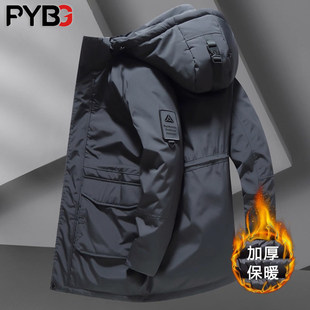 高端中长款男士棉服外套2025冬季新款派克服大码加厚保暖男款冬装