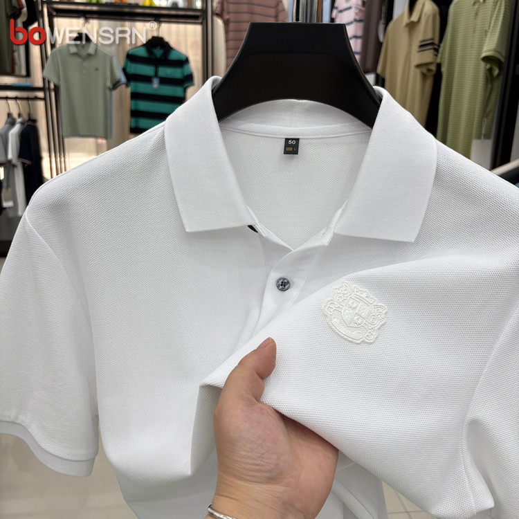 丝光棉白色polo衫男士短袖t恤2026新款夏季商务休闲半袖上衣男款