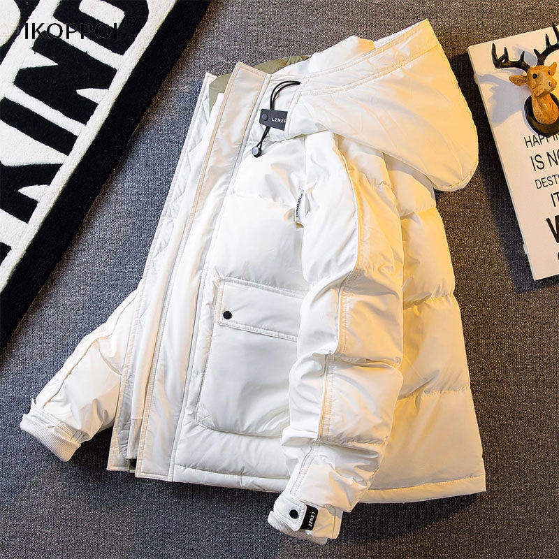 羽绒服男士秋冬季加厚保暖连帽纯色夹克高级感时尚休闲百搭外套潮