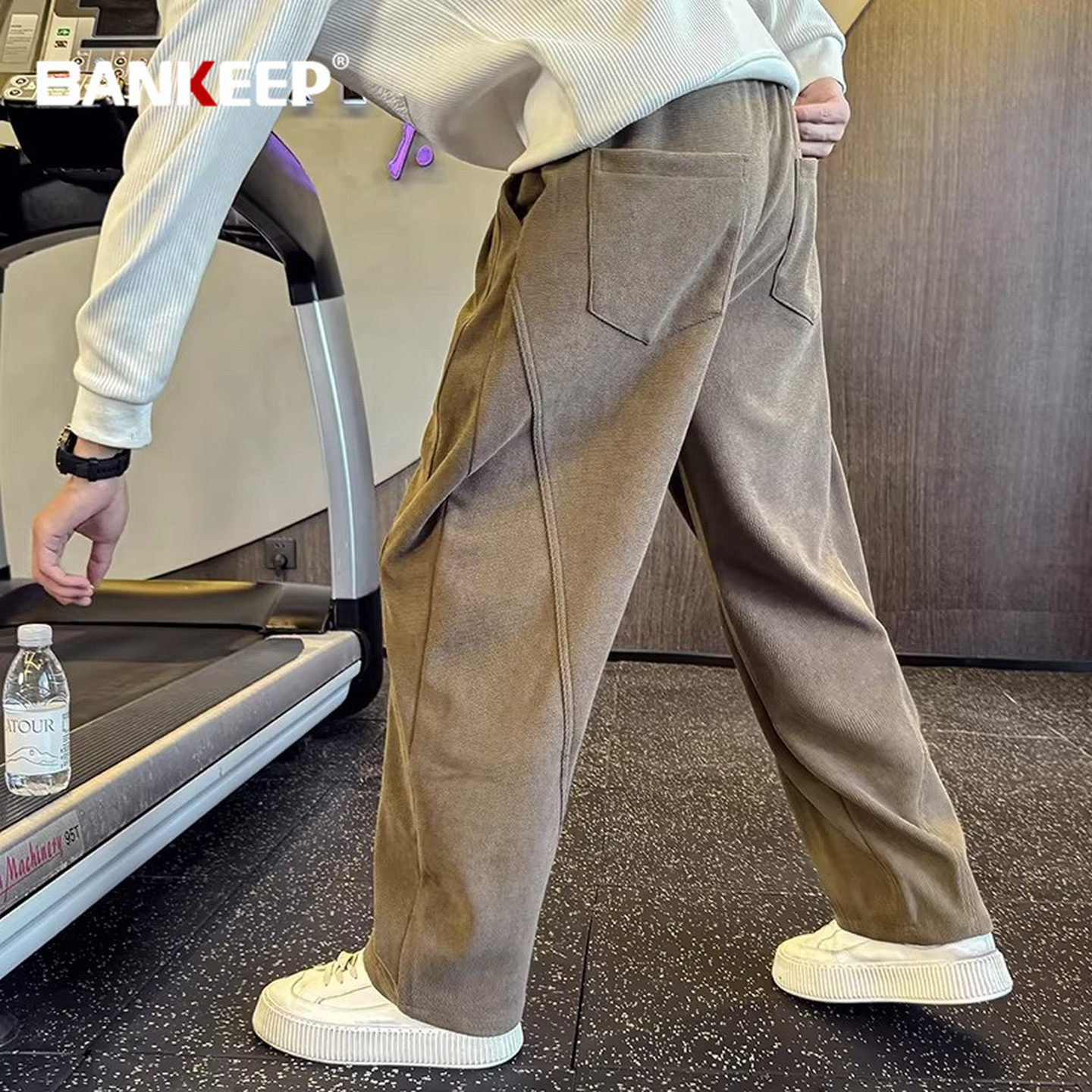 雪尼尔直筒休闲裤子男士2026新款冬季加绒厚男裤潮流运动卫裤男款