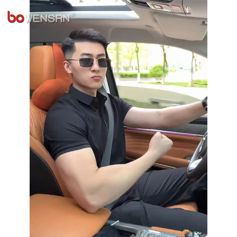 高级感通勤正肩polo衫男士短袖t恤2026新款夏季痞帅休闲上衣男款