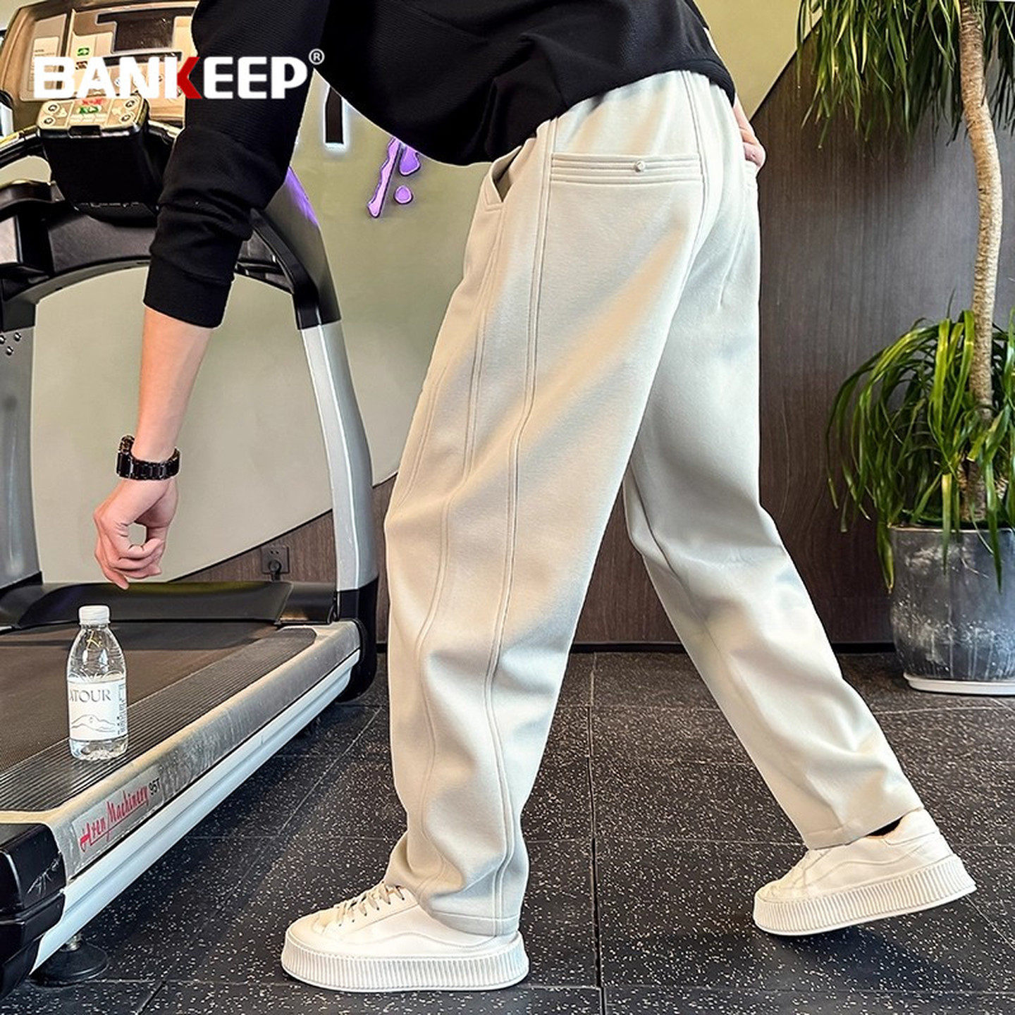 高级感直筒卫裤男士2026新款秋冬季加绒加厚男裤百搭休闲裤子男款