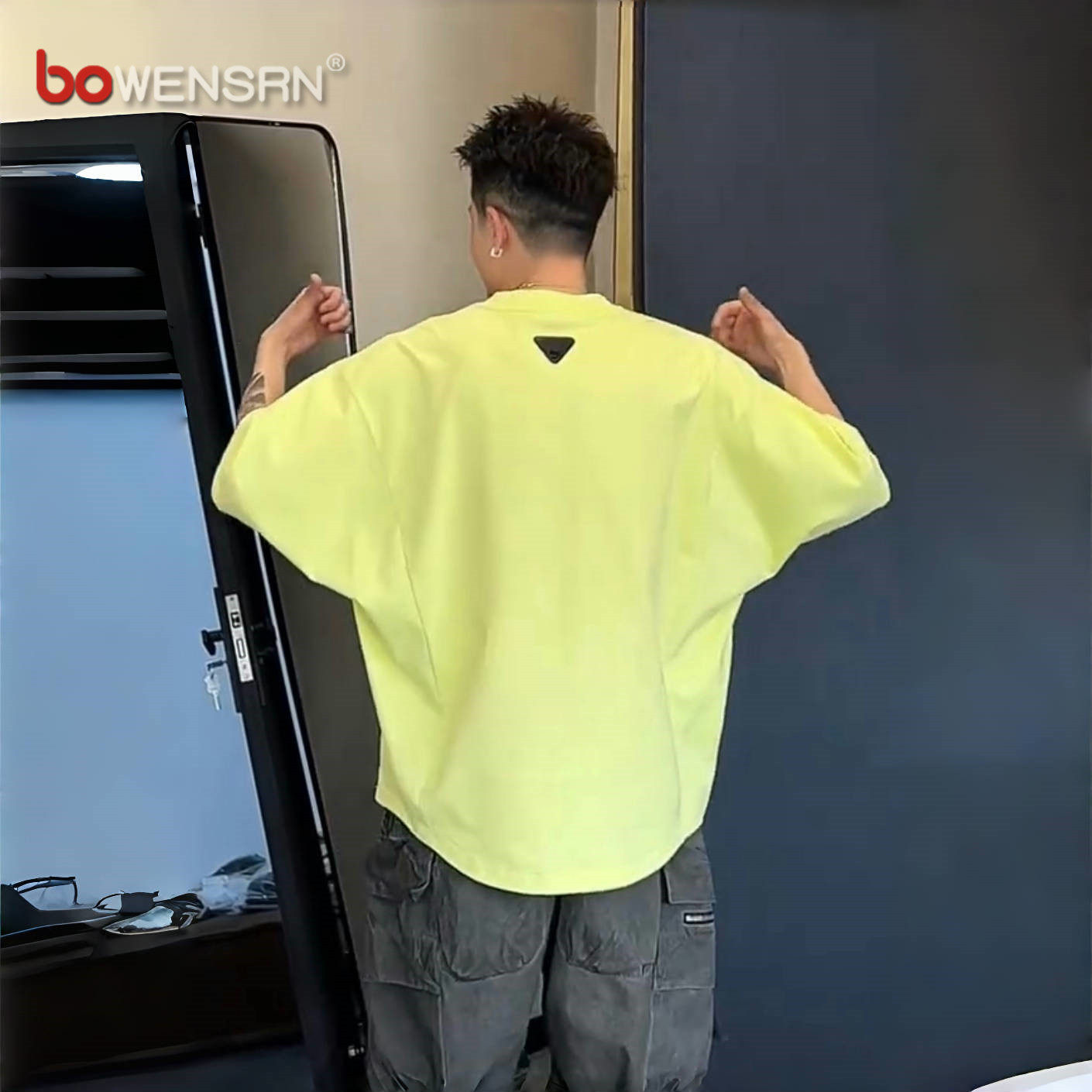 高级感蝙蝠袖男士短袖t恤2026新款夏季潮流痞帅宽松百搭上衣男款