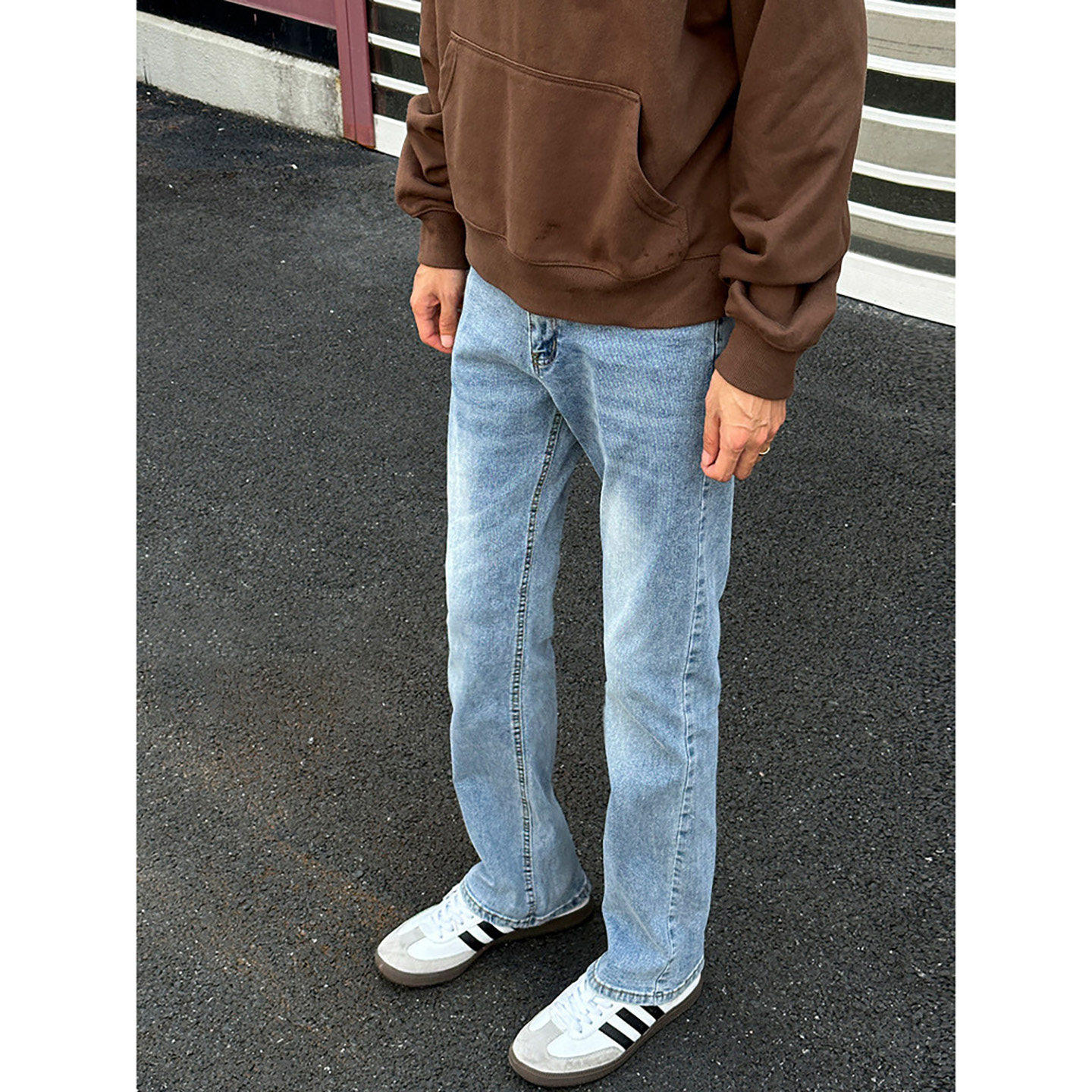 韩国Uamtor潮流百搭cleanfit水洗微喇牛仔裤子男春季美式高街长裤