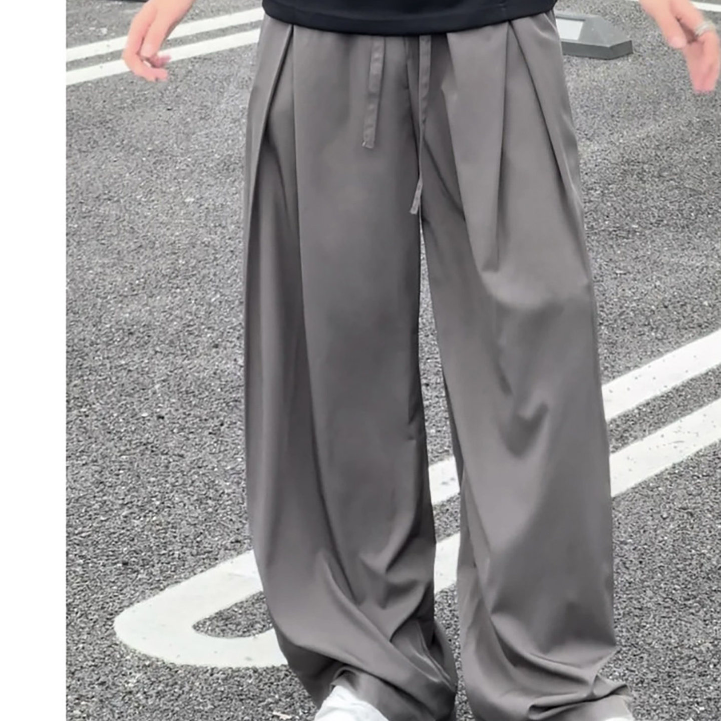韩国Uamtor夏季薄款美式休闲裤男潮牌西裤冰丝宽松直筒阔腿长裤子