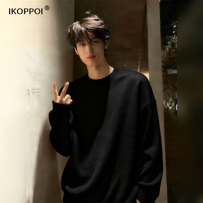 轻奢cleanfit时尚毛衣男士冬季加绒加厚内搭针织衫慵懒风情侣上衣