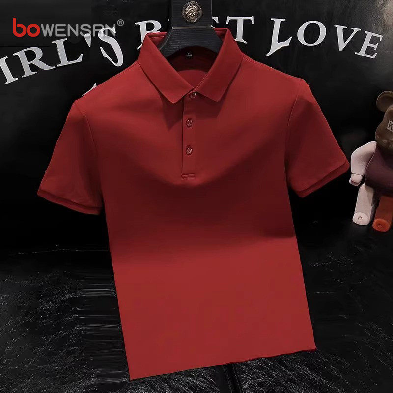 高端冰丝polo衫男士短袖t恤2026新款夏季纯色翻领保罗上衣服男款