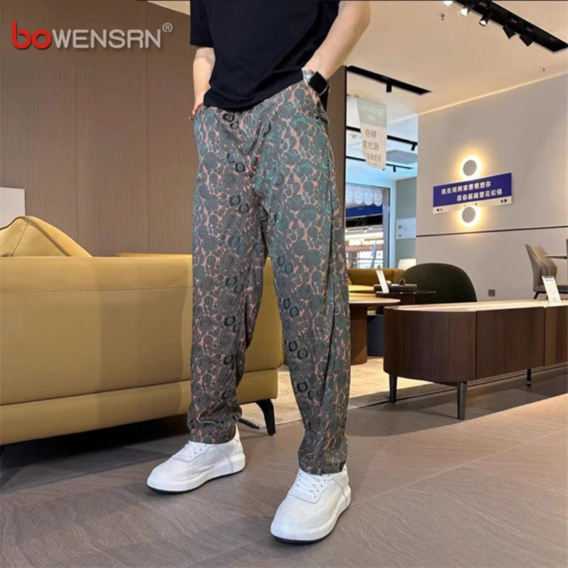 冰丝缎面醋酸九分休闲裤男士2026新款夏季薄款男裤束脚长裤子男款