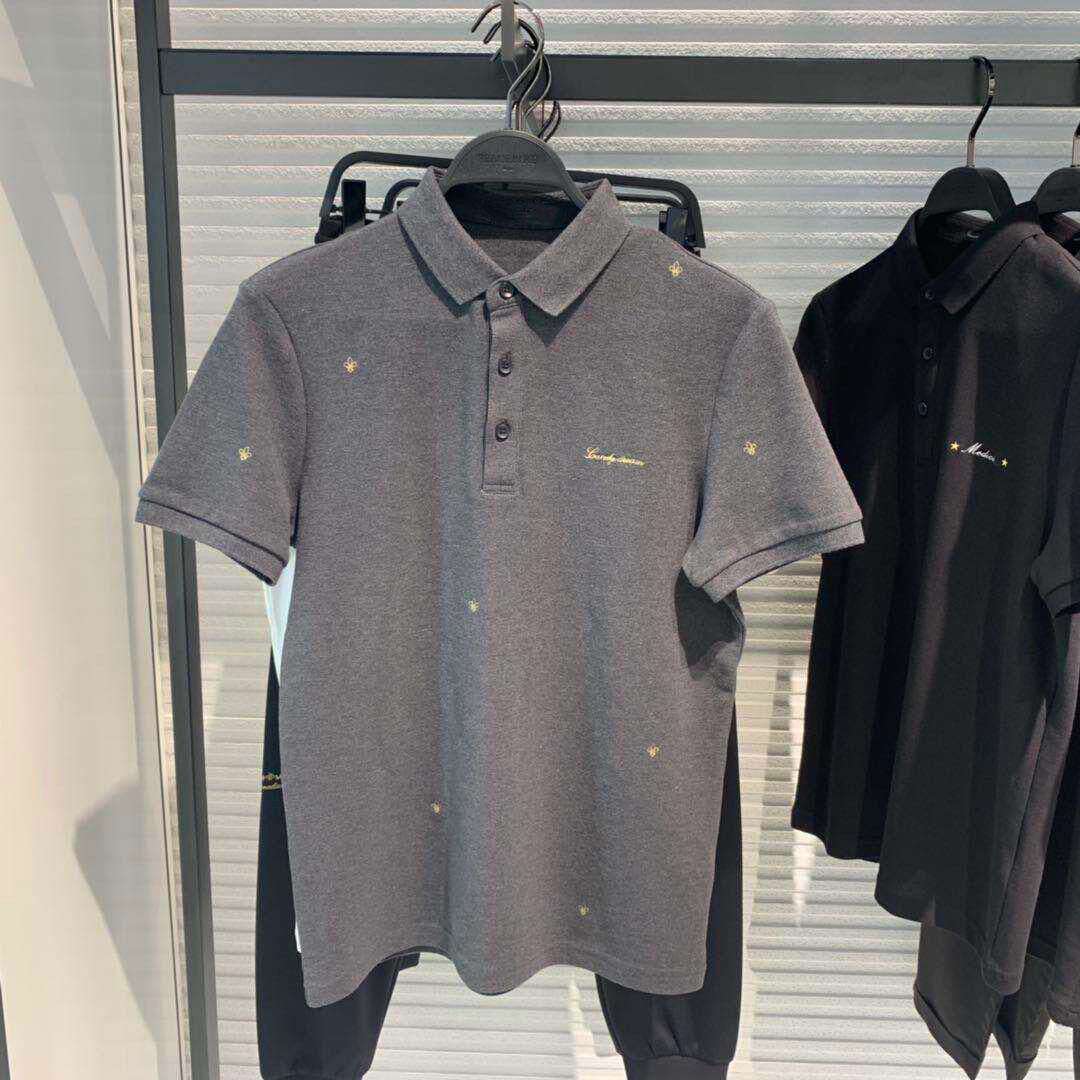 MUSONMU夏季新款POLO衫港风潮牌男士商务休闲T恤字母刺绣翻领短袖