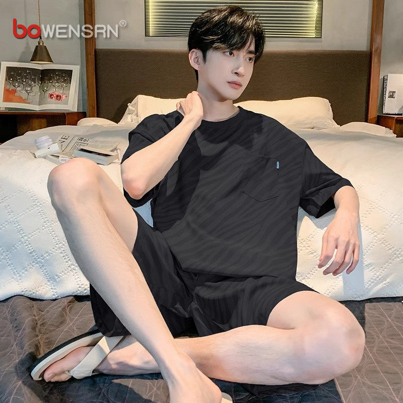 莫代尔冰丝短袖睡衣男士2026新款夏季薄款外穿休闲家居服套装男款