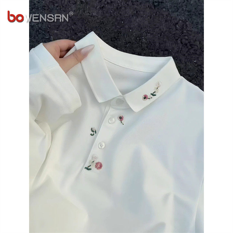 潮牌白色花卉刺绣polo衫男士短袖t恤2026新款夏季高级感半袖男款