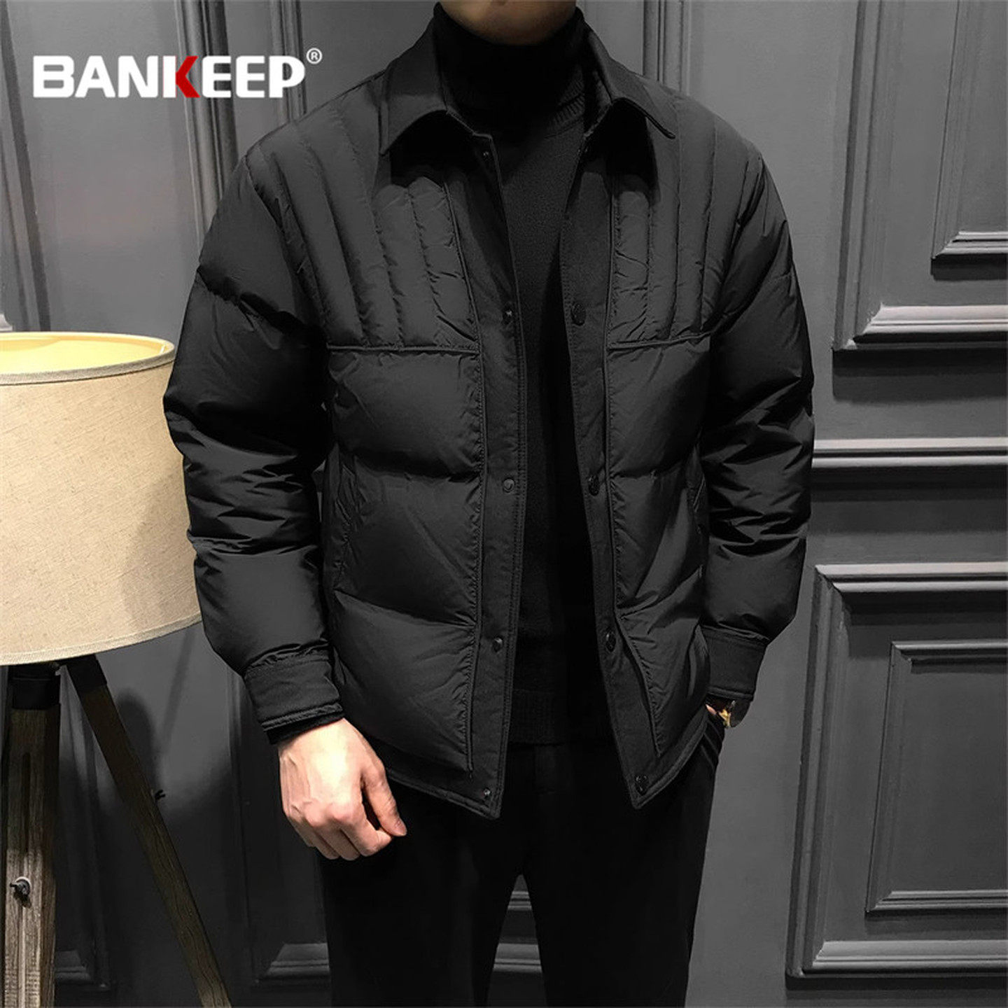 高端羽绒服男士2026新款冬季爆款翻领单排扣保暖加厚夹克外套男款