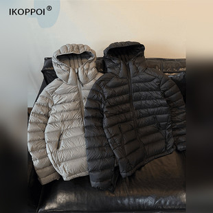 高端90绒黑色短款排骨连帽羽绒服男士冬季款轻薄保暖运动内胆外套