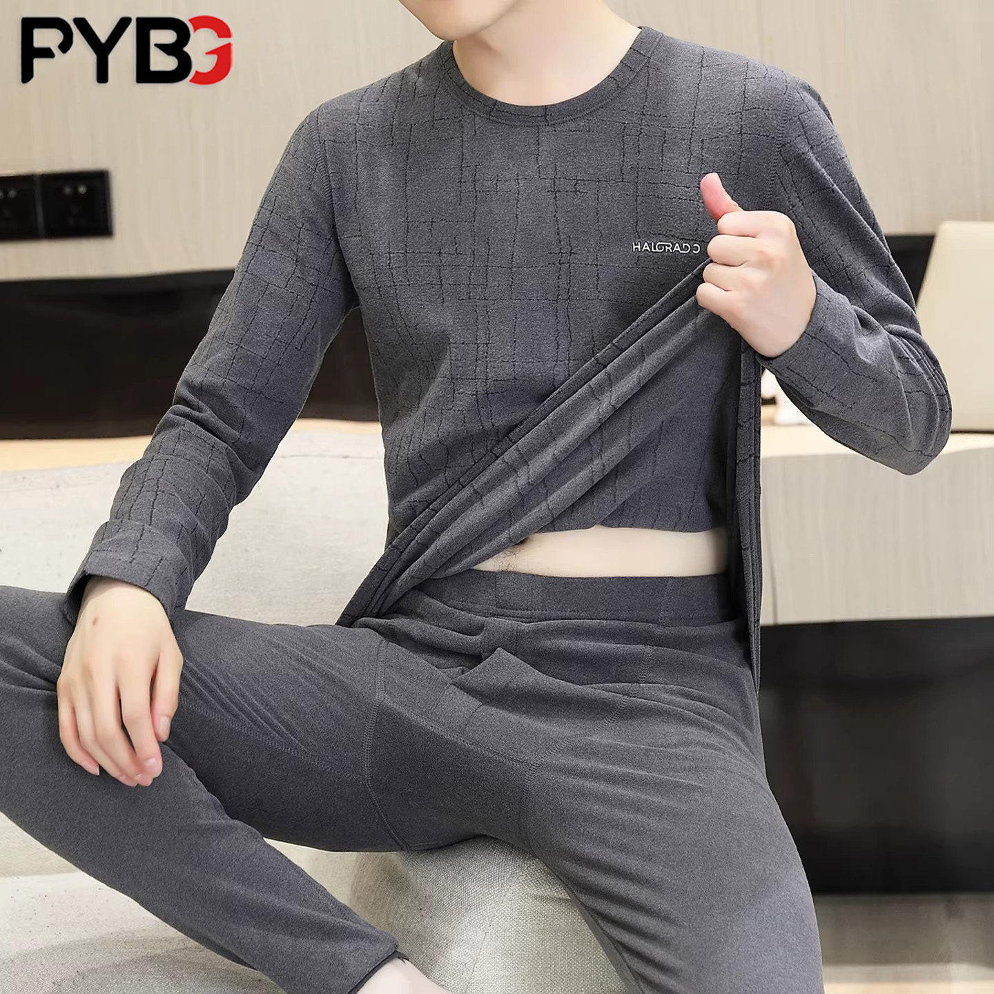 双面德绒保暖内衣男士套装冬季2025新款自发热秋衣秋裤男款打底衫