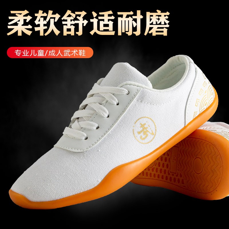 现货速发儿童武术鞋训练帆布男款牛筋底太极拳练功鞋新款太极鞋夏