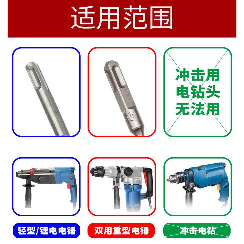 现货电锤钻头冲击钻混凝u土打墙大理石开孔6 8 10 12 14方柄