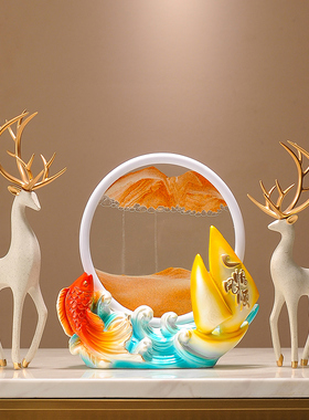 速发流装画摆件新中式玄关客厅酒柜办公室茶室沙饰品沙漏解压桌面