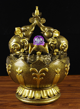 速发招财流水大象摆饰大号饰泉工艺礼品摆办对象家居装饰象摆设喷