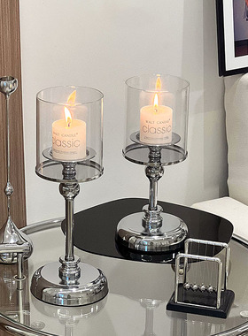 速发法式烛台摆件复品拍照装饰古香漫餐厅浪薰氛围感道具托盘