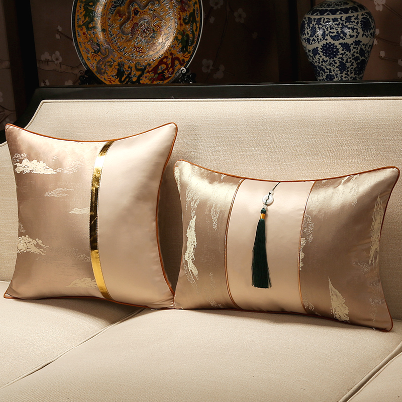 速发新中式抱枕沙发客厅中国风靠垫办公室腰枕靠枕套床头枕靠背垫