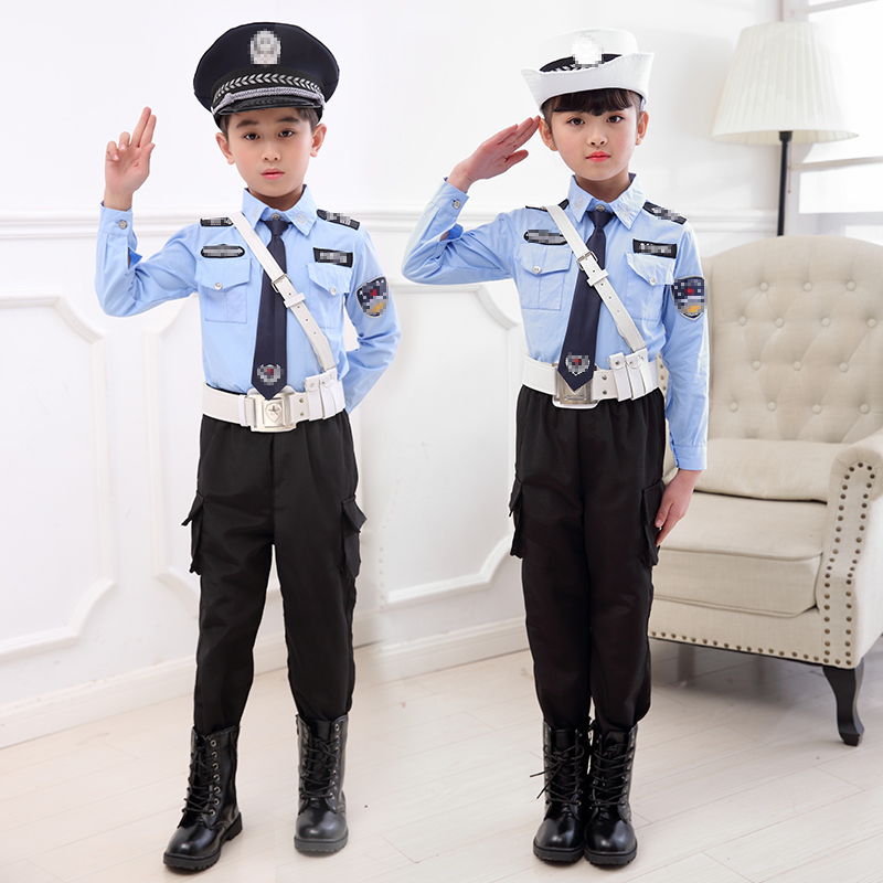 现货速发儿童警服男童警官服演出服小孩交警衣服警辅服装警察服套