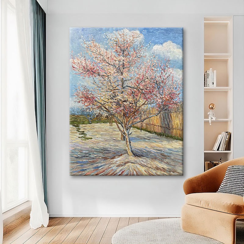速发桃花树手绘油画抽象大树波普风装饰画客厅挂画玄关立体丙烯肌