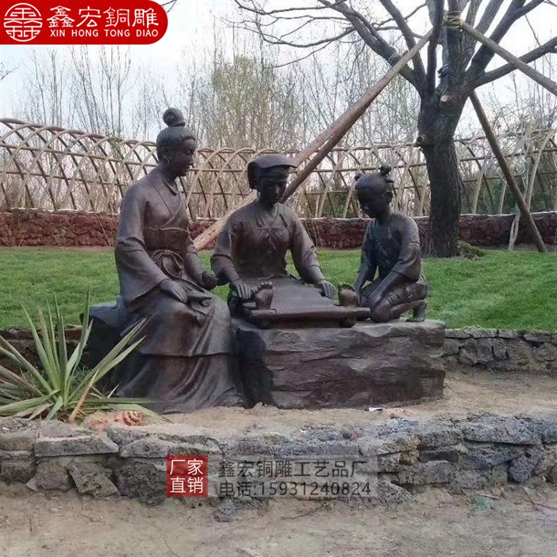 现货速发铸铜古代喝茶下棋人物雕塑玻璃钢仿铜大型户外公园林景观