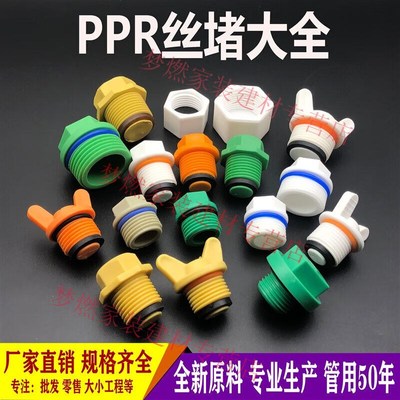 速发ppr外丝堵头4分6分1寸20252PPR丝堵外牙塑料管堵管帽内丝带皮