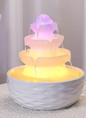 速发球流水生财摆件循环水景简约办公室前室茶台桌面小轮