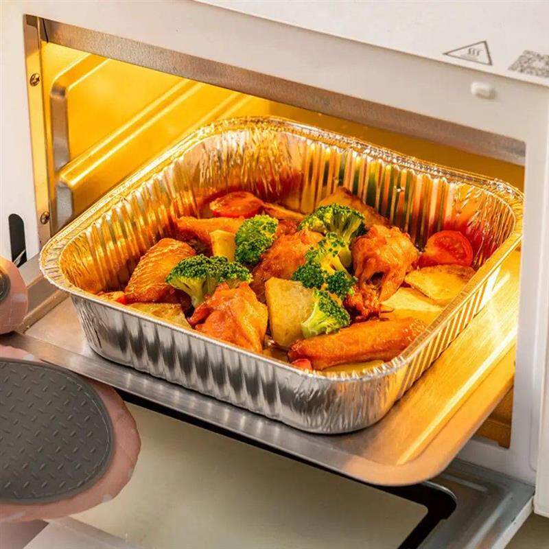 现货10Pcs 6/7/8 Inch Food Tin Foil Tray Non-sti SReusable Al
