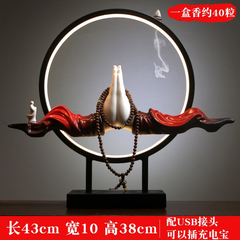 速发办公室桌面玄关禅意佛手摆件创意新中式电视柜客厅陶瓷家居装